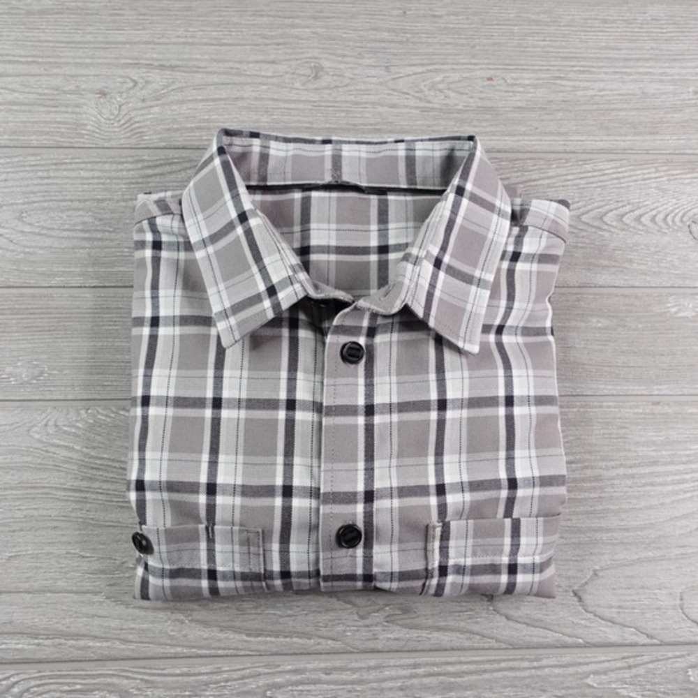 Rohan Kielder Shirt Men's Large Gray Plaid Check Long Sleeve Button Down‎